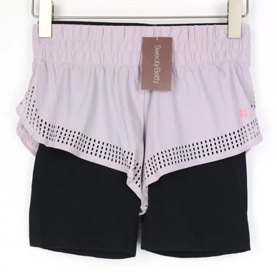 Sweaty Betty Aerial 2in1 Rose Femmes Short S Stretch Danse Entraînement Couches - Photo 1/4