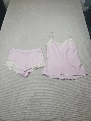 Conjunto de pijama Josie Natori para mujer mediano púrpura rosa ribete de encaje Foto 1 de 4