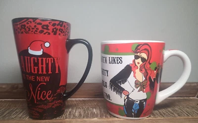 Santa Likes Naughty Girls Too & Naughty is the New Nice Ceramic Coffee Mugs - Image 1 of 4