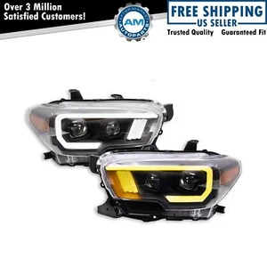 Headlight Assembly Set Black Fits 2016-2022 Toyota Tacoma - Picture 1 of 12