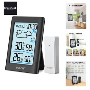 BALDR Wetterstation Funk mit Außensensor, Digital DCF-Funkuhr Thermometer Inn... - Bild 1 von 8