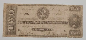 1862 $2 Confederate Note - Picture 1 of 2
