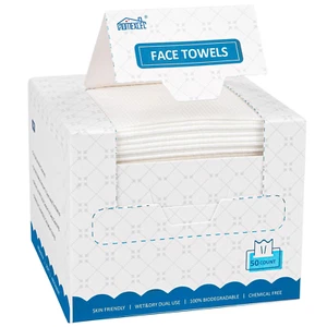 Face Towels, Disposable Face Towelette, Makeup Remover Dry Wipes 50 Count, Super - Picture 1 of 11