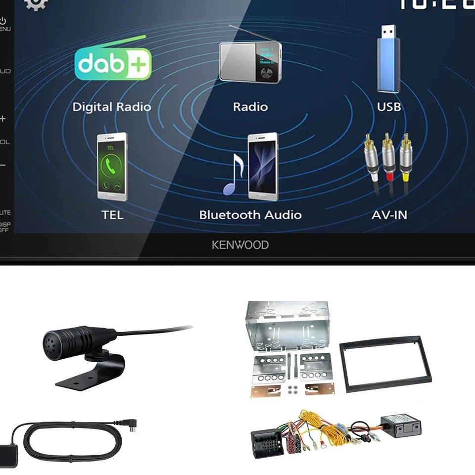 Kenwood 2DIN DAB Autoradio für Peugeot 207 ab 2005 schwarz inkl Canbus