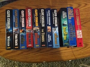 Lot of 11 Clive Cussler Hardcovers HCDJ Sea Hunters Fargo Oregon Isaac Bell Numa - Picture 1 of 3