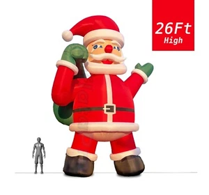 Babbo Natale Gonfiabile Gigante 26 FT Decorazione Esterno con Soffiatore Incluso - Foto 1 di 5