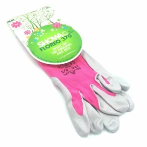 PINK SMALL Showa 370 FLOREO Unisex Lightweight Gardening Gloves Nitrile Palm - Picture 1 of 3