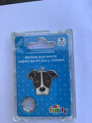 medaglietta cane brown and white American pit bull terrier - Immagine 1 di 2