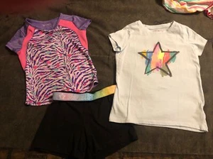 Girls Size 6/6X (3) Piece Lot 2 Shirts 1 Short Skechers Wonder Nation #985 - Picture 1 of 24