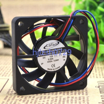 1pc ADDA AD0612HB-GA6 DC12V 0.25A 6CM 6010 3-wire Double Ball Cooling Fan - Image 1 of 2