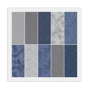 Jelly Roll (20) 2 1/2" Strips GRAY & BLUE Combo, Quilting 100% Cotton Fabric - Picture 1 of 11
