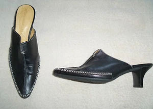 DAMEN-PANTOLETTEN SCHWARZ LEDER & WEISSE STICHDETAIL EU 36 VON PEDRO MIRALLES  - Bild 1 von 2