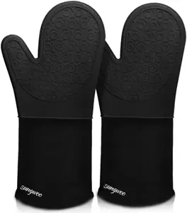 Sungwoo Extra Long Silicone Oven Mitts, Heat Resistant Gloves for Cooking & BBQ - Picture 1 of 8