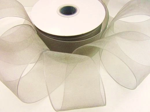 Rollo de organza transparente de 25 yardas de cinta/suministros de boda OR15-plateado (gris) Foto 1 de 1