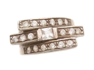 Anillo de plata de ley 925 vintage antiguo diseño brutalista topacio talla 7,5 RG33326 - Imagen 1 de 7