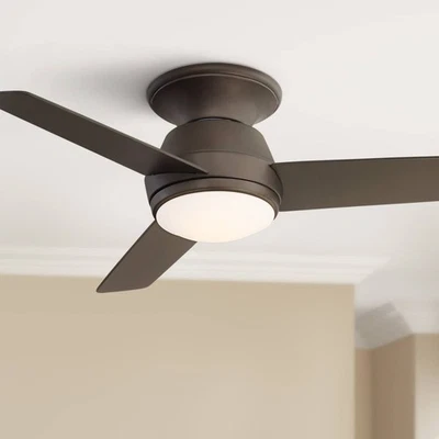 44" Marbella Breeze Modern Indoor Hugger Ceiling Fan LED Light Remote Bronze - Image 1 of 4