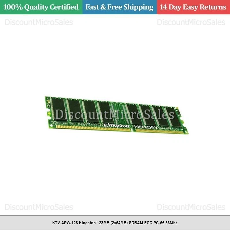 KTV-APW/128 Kingston 128MB (2x64MB) SDRAM ECC PC-66 66Mhz - Image 1 of 1