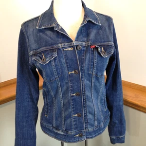 Chaqueta de Camionero LEVI'S Denim Botón Completo Lavado Oscuro Elastizada Azul Para Mujer Talla M - Imagen 1 de 10