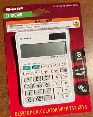 Sharp EL-310WB Mini Desktop Calculator 8-Digit LCD EL310WB - Image 1 of 2
