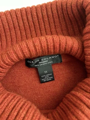 Suéter de mujer Elena Solano de lana merino manga larga cuello alto óxido Foto 1 de 4