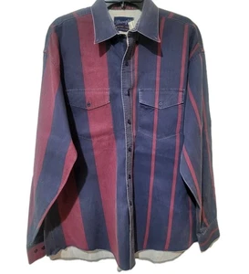 Vintage Wrangler Western Striped Brushpopper Shirt X-Long Tails - Size: 17-36 XL - Picture 1 of 15