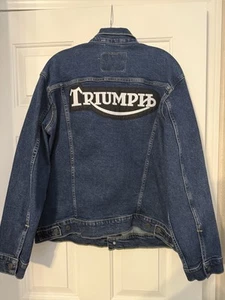 Large Levi Strauss & Co. Dark Blue Triumph Motorcycles Denim Button-Up Jacket - Picture 1 of 17