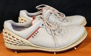 Ecco Hydromax Gray Red Golf Shoes Extra Width Leather EURO 44 Mens US 11 - Picture 1 of 7