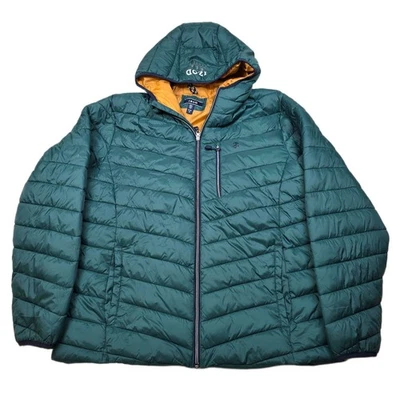 Jaqueta Masculina IZOD Puffer XL Verde Zíper Completo com Capuz Nylon Genuína Clássica EUA - Imagem 1 de 4