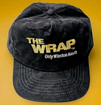 Antigo Chapéu Winston Nascar Racing The Wrap Masculino Snapback Tecido de Pelúcia Preto Anos 90 Excelente Estado Usado! - Imagem 1 de 4