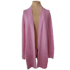 Maglione cardigan Talbots donna più 2x 100% lino rosa aperto davanti - Foto 1 di 6