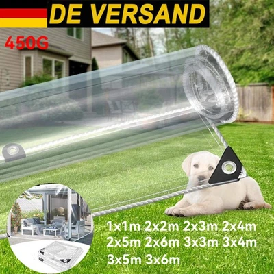 Wasserdichte Transparente Plane mit Ösen Schutzplane Folie Klare Garten 450g/m² - Bild 1 von 4