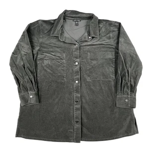 Eileen Fisher Shacket donna verde velluto a coste manica lunga cotone biologico XL - Foto 1 di 7