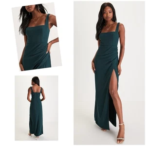 Lulus Glamorous Disposition Maxi Dress Women's XL Emerald Ruched NWOT - Picture 1 of 12
