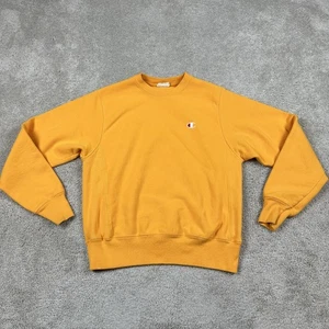 Champion Sudadera Tejido Inverso Para Hombre Pequeña Dorado Amarillo Cuello Redondo Pullover Logo - Imagen 1 de 10