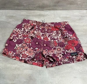 Patagonia Girls Baggie Shorts Sz Large 12 Pink Flowered - Picture 1 of 6