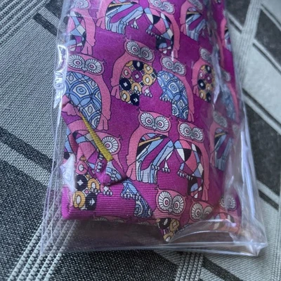 EMILIO PUCCI 签名印花猫头鹰领带男式领带复古 100% 真丝粉色意大利 — 第 1/4 张图片