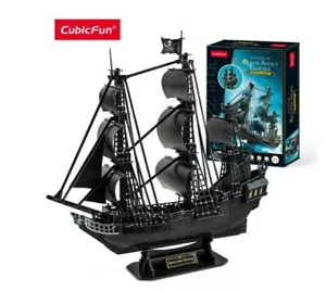 CubicFun3D Puzzles Black Pirate Ship Model Upgrade Queen Anne's Revenge Sailboat - Picture 1 of 4