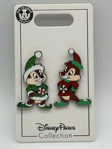 Disney CHRISTMAS CHIP & DALE ELVES Pin Set Glitter Elf Costumes With Mints NEW - Picture 1 of 3