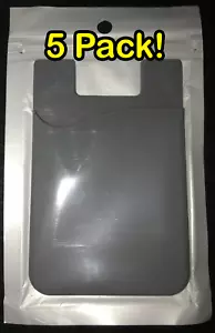 5x Pack GRAU Handy Geldbörse mit Aufkleber selbstklebende Rückseite - Kreditkartenetui - Bild 1 von 3