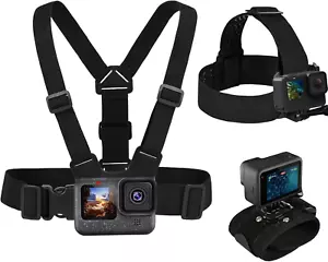 3 in 1 Zubehör Set für Gopro Hero 13 12 11 10 9 8 7 6 5 4 3 schwarz, Chest Mou - Bild 1 von 6