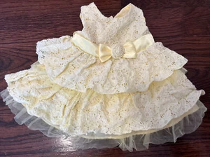 Rare Editions Baby Girls Yellow Lace & Tulle  Dress Bow  6 Months - Picture 1 of 9