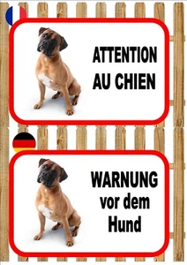 Boxer Dog Beware of the Dog Sign ATTENTION AU CHIEN  WARNUNG VOR DEM HUND - Picture 1 of 3