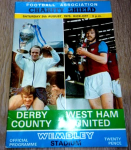 Derby County vs. West Ham 09/08/75 FA Charity Shield Matchday Programme Wembley - Picture 1 of 12