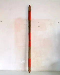 Antique Wooden Hand Carving Multi Color Painted Watchman Safety Stick - Picture 1 of 7