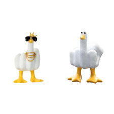Mid-Finger Small Duck Sculpture Resin 7.5cm Creative Desktop Gift (Yellow Crown)
