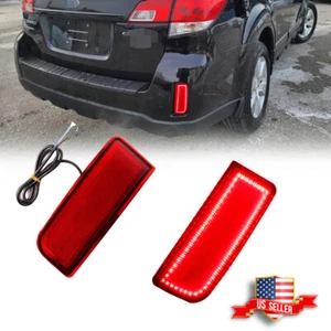 2x Rear Bumper Reflector Red LED Tail Brake Lights For 2010-2014 Subaru Outback - Picture 1 of 10