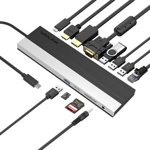 12 Ports USB C Docking Station Triple Display Type-C Adapter 100W PD3.0 Charging - Picture 1 of 8