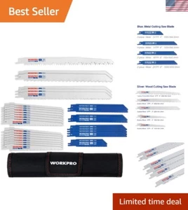 32-Piece Reciprocating Saw Blade Set: Metal and Wood Blades with Organizer Pouch - Picture 1 of 9