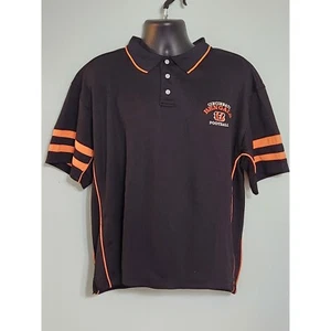 NFL Cincinnati Bengals Football Polo Shirt Striped Black Orange XL - Picture 1 of 4