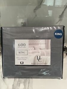 Hotel collection 600 TC King 4Pc Sheet Set Gray. Brand New! 